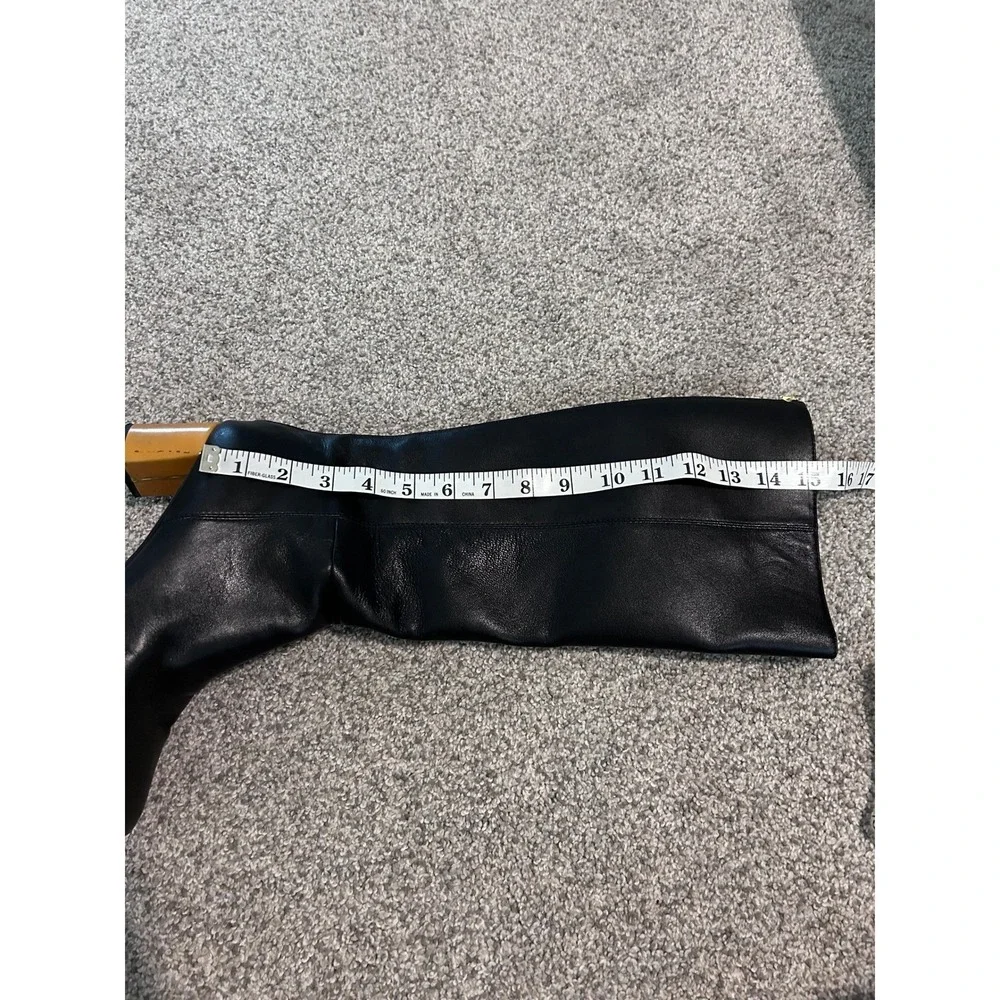 Kate Spade New York‎ Black Leather Knee High Boots Block Heel Zip Back